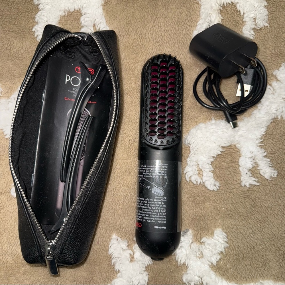 POVOS Black Hair Straightening Brush